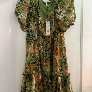 BCBGeneration Green Floral Mini Dress